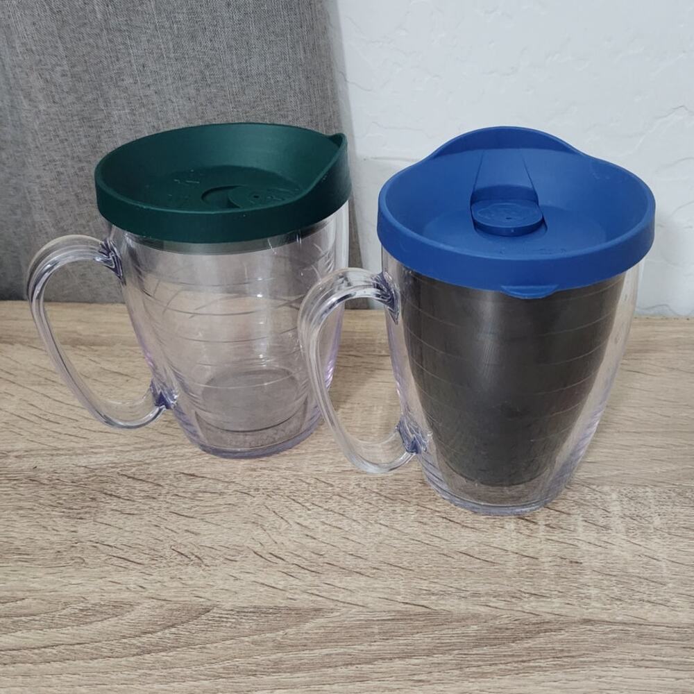 Tervis Tumbler Classic 16oz Cup Mug Clear Black w/Lid Plastic Travel Coffee Tea